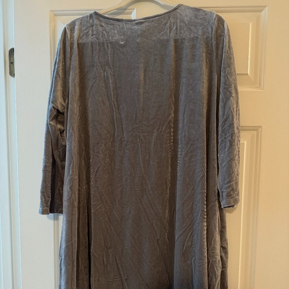 NWT Agnes & Dora silver chrome velvet swing tunic/dress with pockets size XXXL